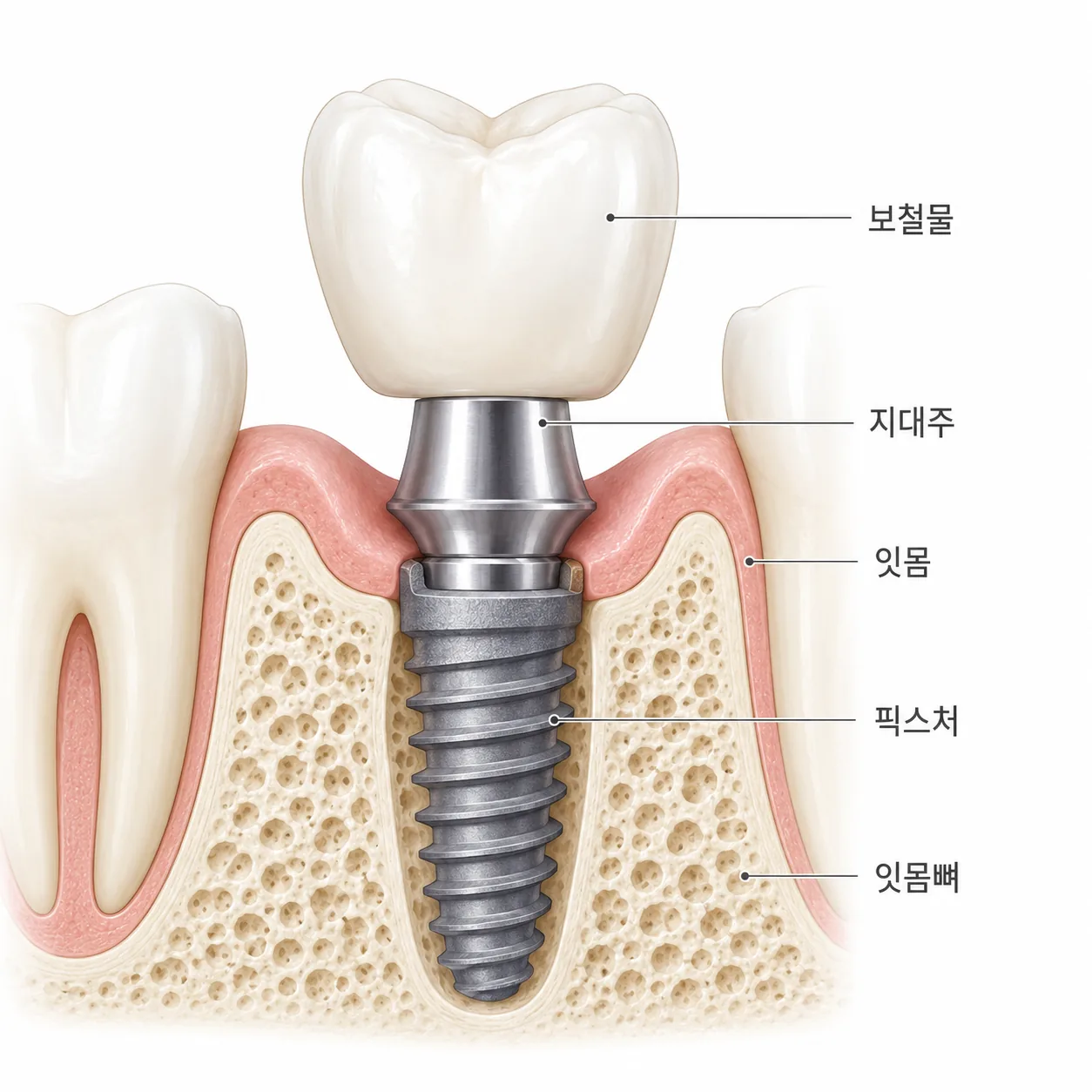 임플란트 유지관리 구조 픽스처 지대주 보철물