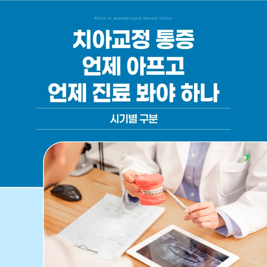 치아교정 통증, 언제 아프고 언제 진료 봐야 하나 — 시기별 구분
